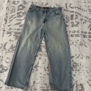 Original vintage old school bullhead men’s jeans worn baggy 36 x 32